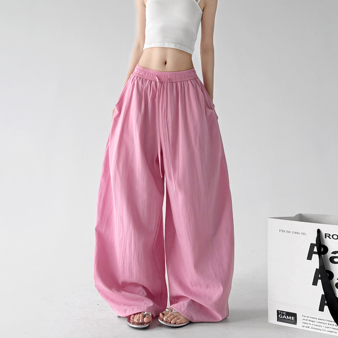 Linen-Blend Wide Leg Pants - CT66119