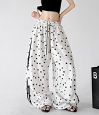 Polka Dot Side Stripe Wide Leg Pants - CT66177