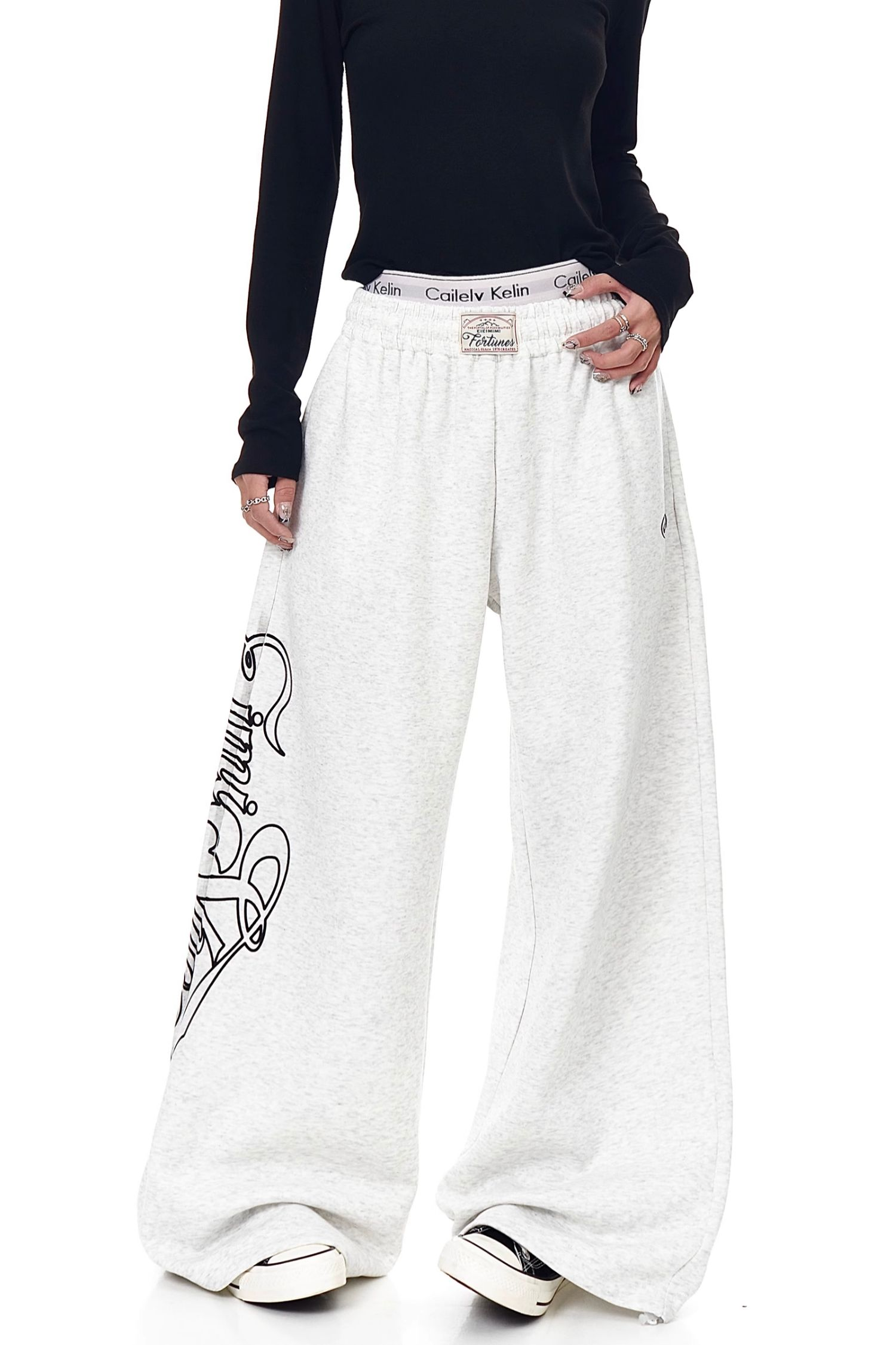 Letter Graphics Wide‑leg Sweatpants