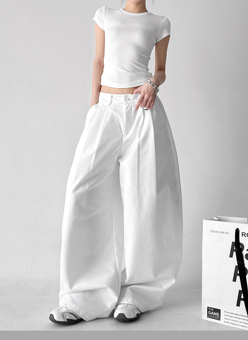Draped Fit Pleated Wide Leg Trousers