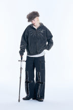 Firework Sequin Distressed Double Zip - Up Hoodie - COPPING THREADS - APRIORITY