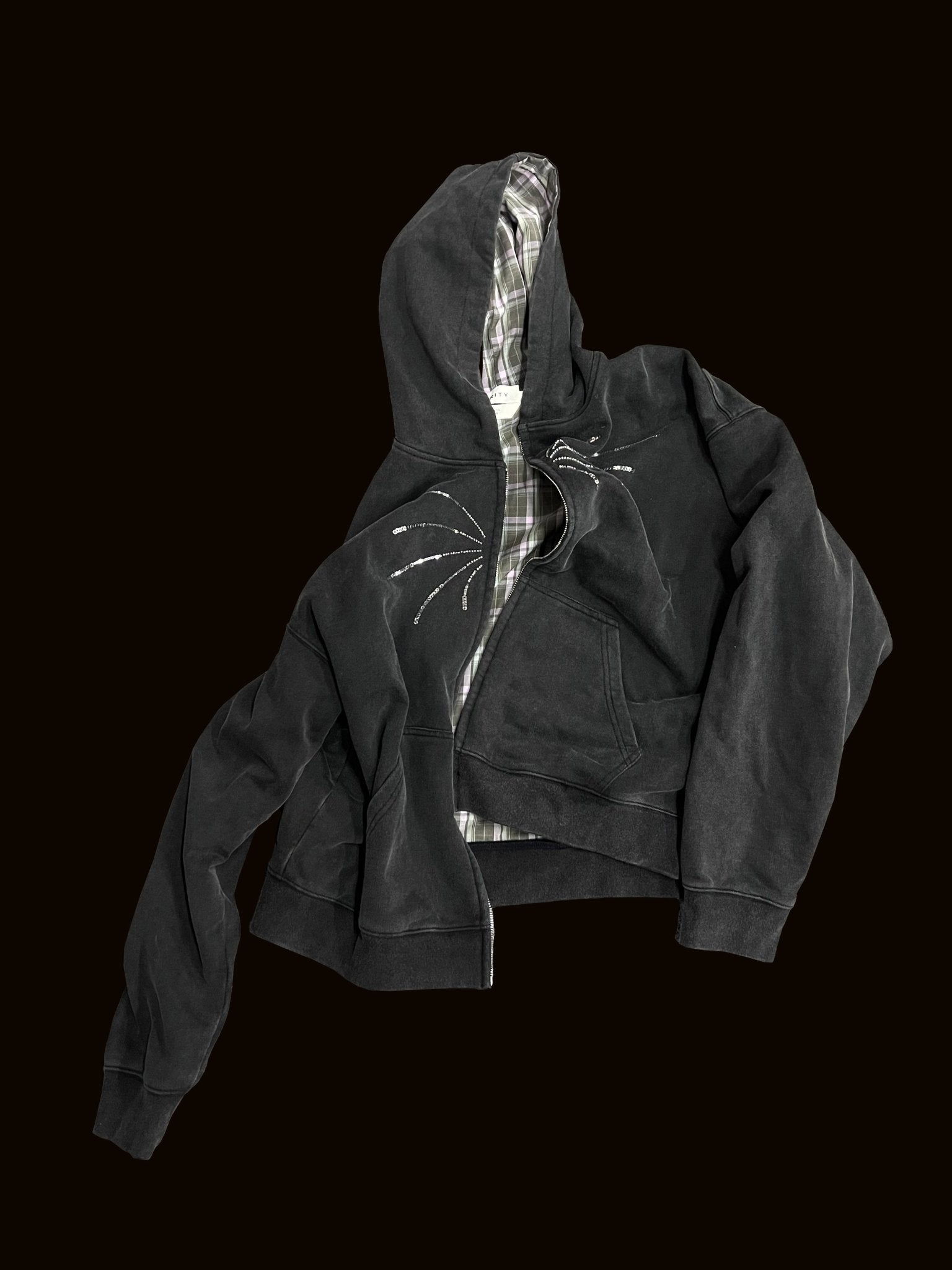 Firework Sequin Distressed Double Zip - Up Hoodie - COPPING THREADS - APRIORITY