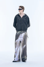 Firework Sequin Distressed Double Zip - Up Hoodie - COPPING THREADS - APRIORITY