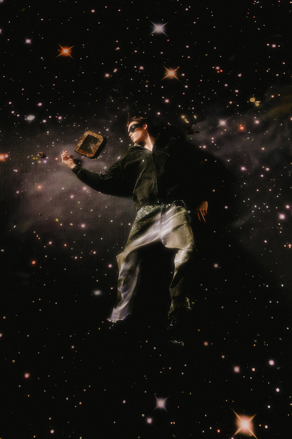 Firework Sequin Distressed Double Zip - Up Hoodie - COPPING THREADS - APRIORITY