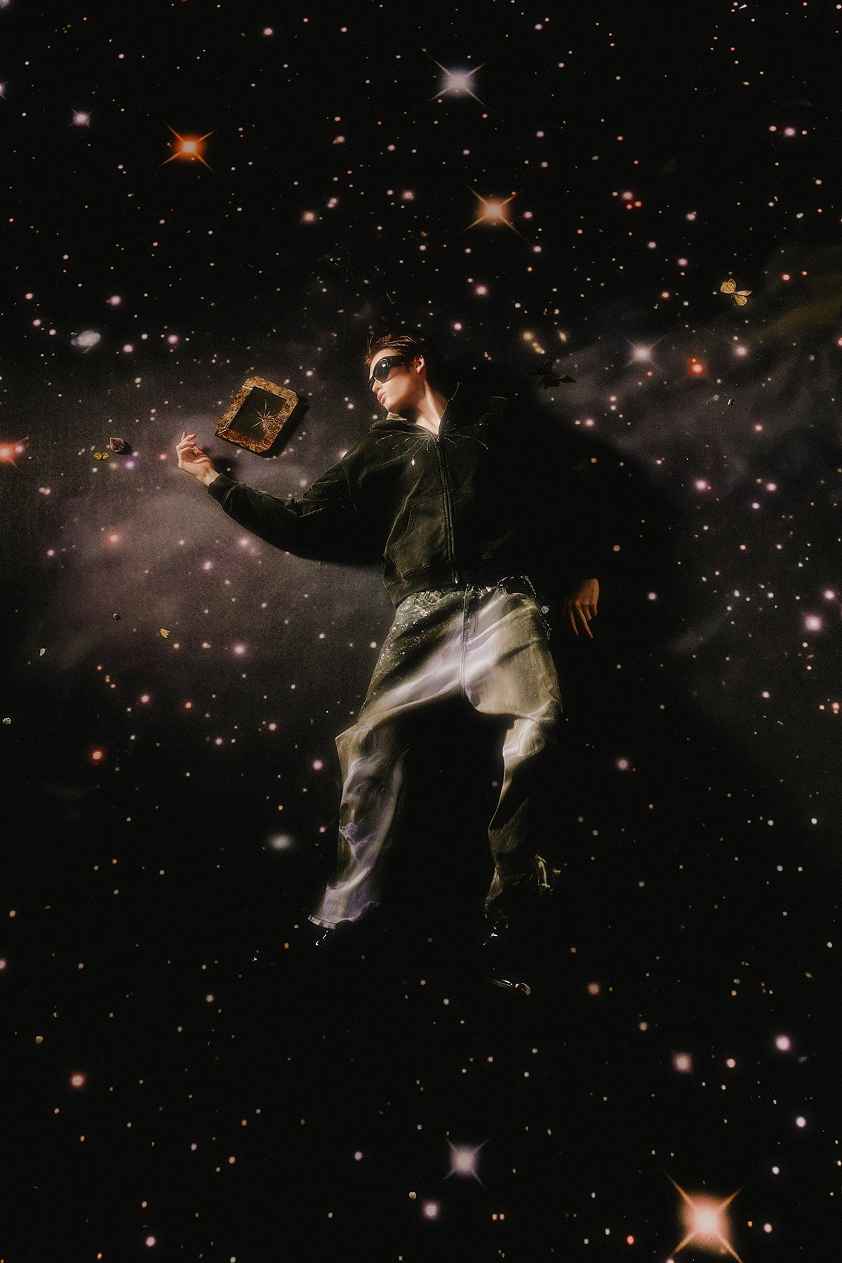 Firework Sequin Distressed Double Zip - Up Hoodie - COPPING THREADS - APRIORITY