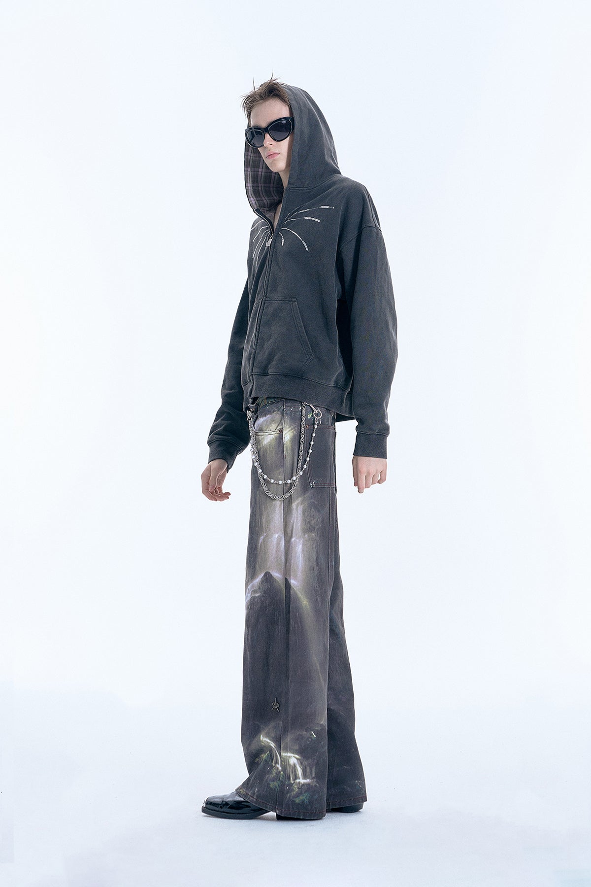 Firework Sequin Distressed Double Zip - Up Hoodie - COPPING THREADS - APRIORITY