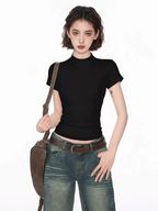 Fitted Mock Neck Knit Tee - COPPING THREADS - CT Select