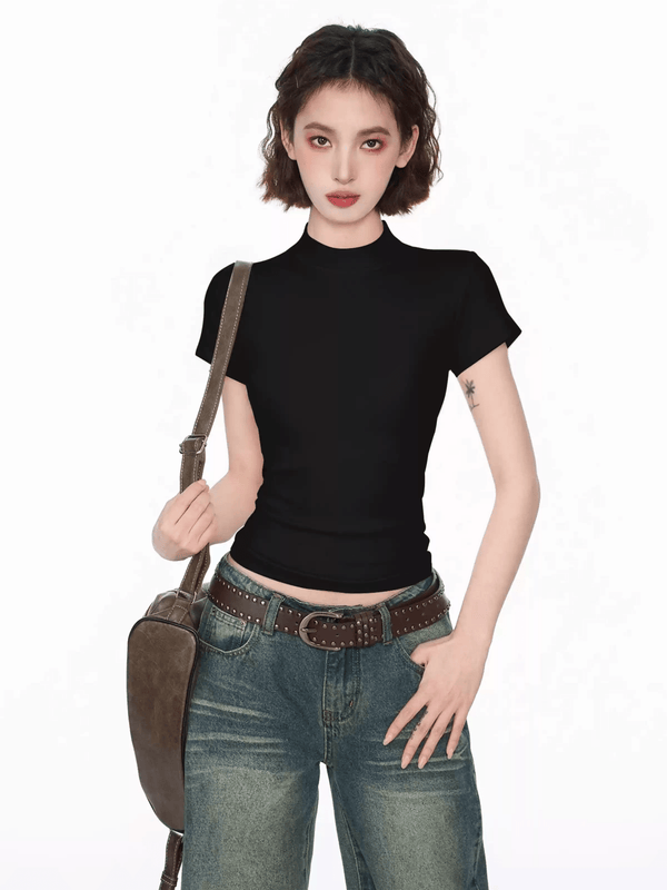 Fitted Mock Neck Knit Tee - COPPING THREADS - CT Select