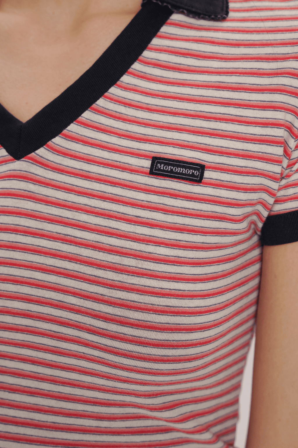 Fitted Vintage Stripe V - Neck Polo Tee - COPPING THREADS - MOROMORO