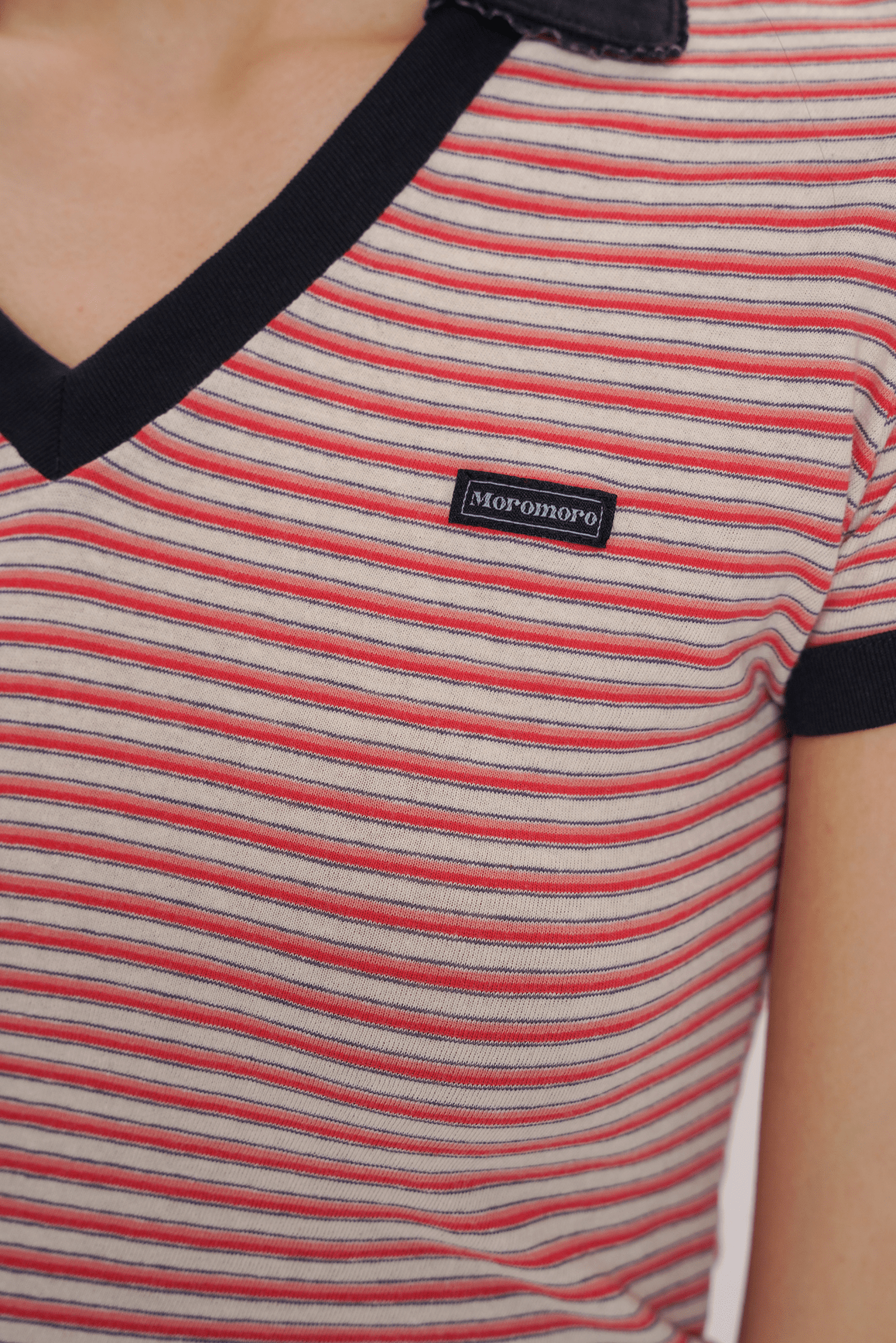 Fitted Vintage Stripe V - Neck Polo Tee - COPPING THREADS - MOROMORO