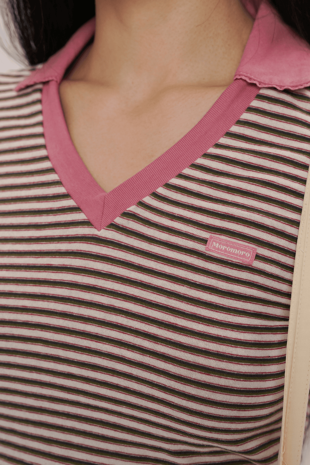 Fitted Vintage Stripe V - Neck Polo Tee - COPPING THREADS - MOROMORO