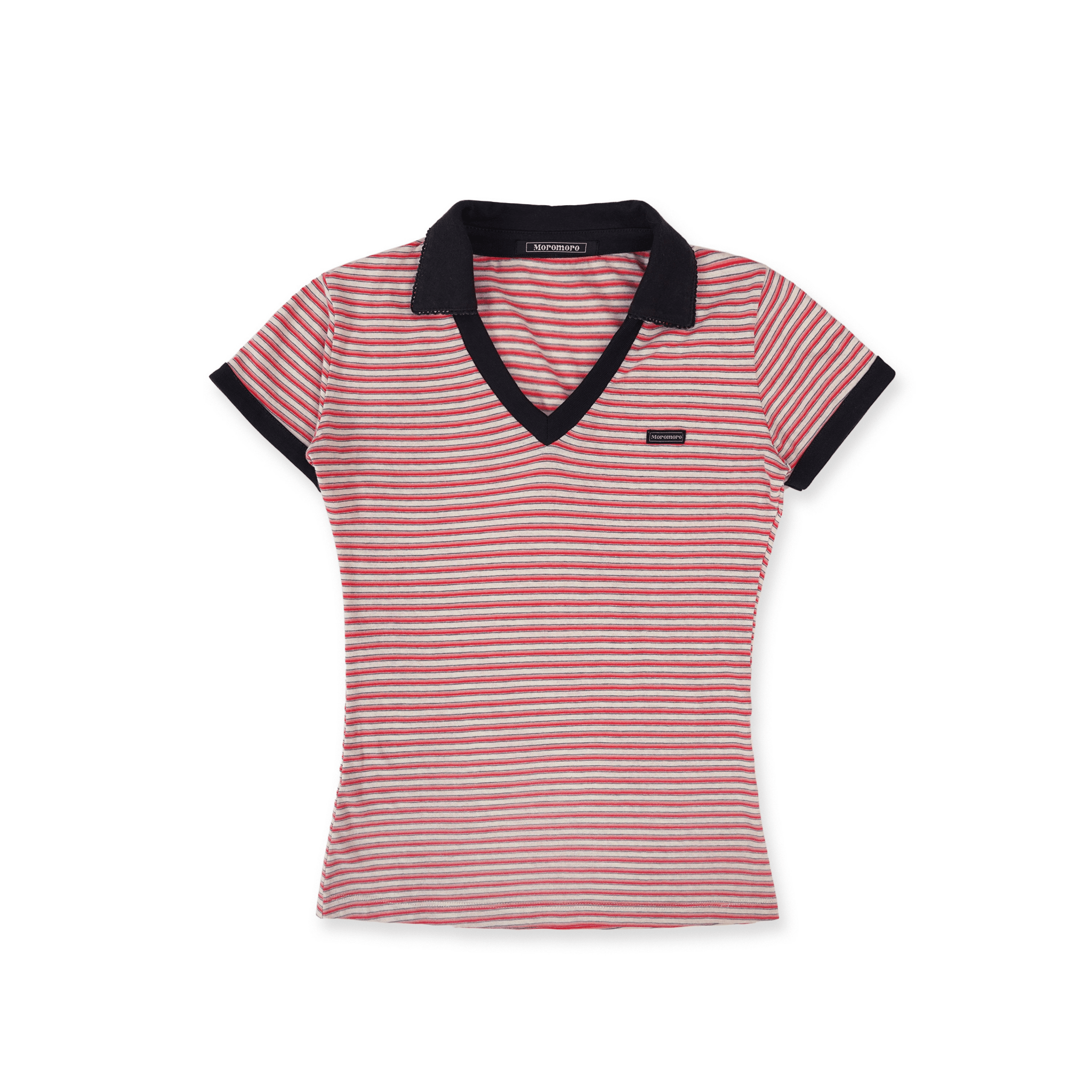 Fitted Vintage Stripe V - Neck Polo Tee - COPPING THREADS - MOROMORO