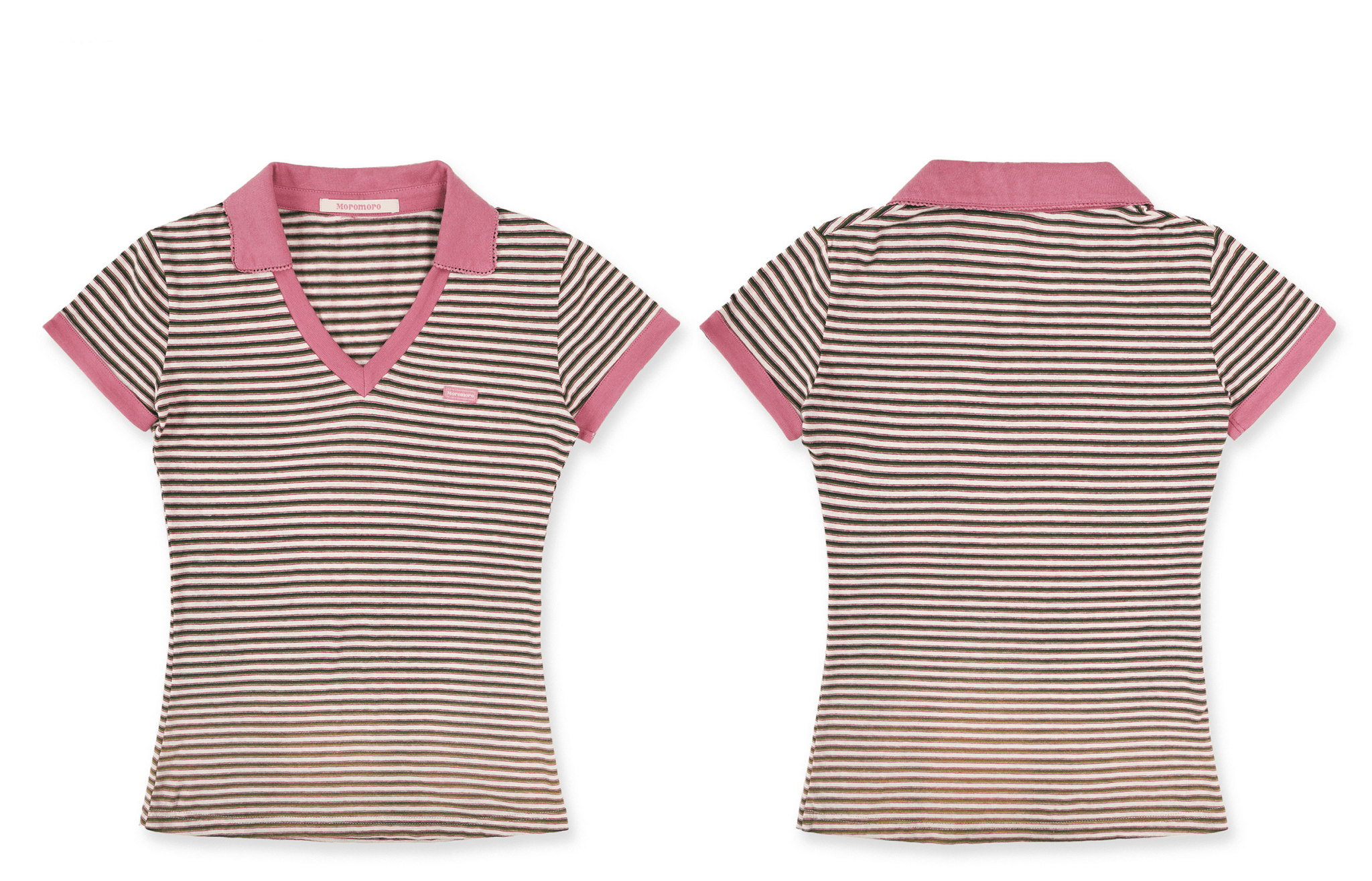 Fitted Vintage Stripe V - Neck Polo Tee - COPPING THREADS - MOROMORO
