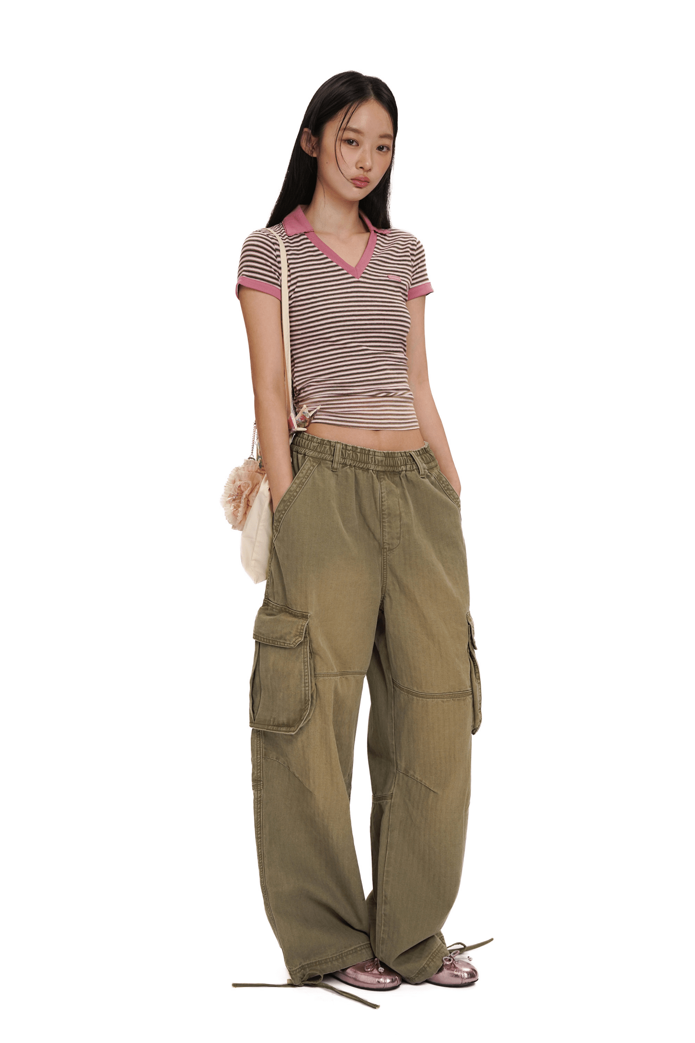 Fitted Vintage Stripe V - Neck Polo Tee - COPPING THREADS - MOROMORO