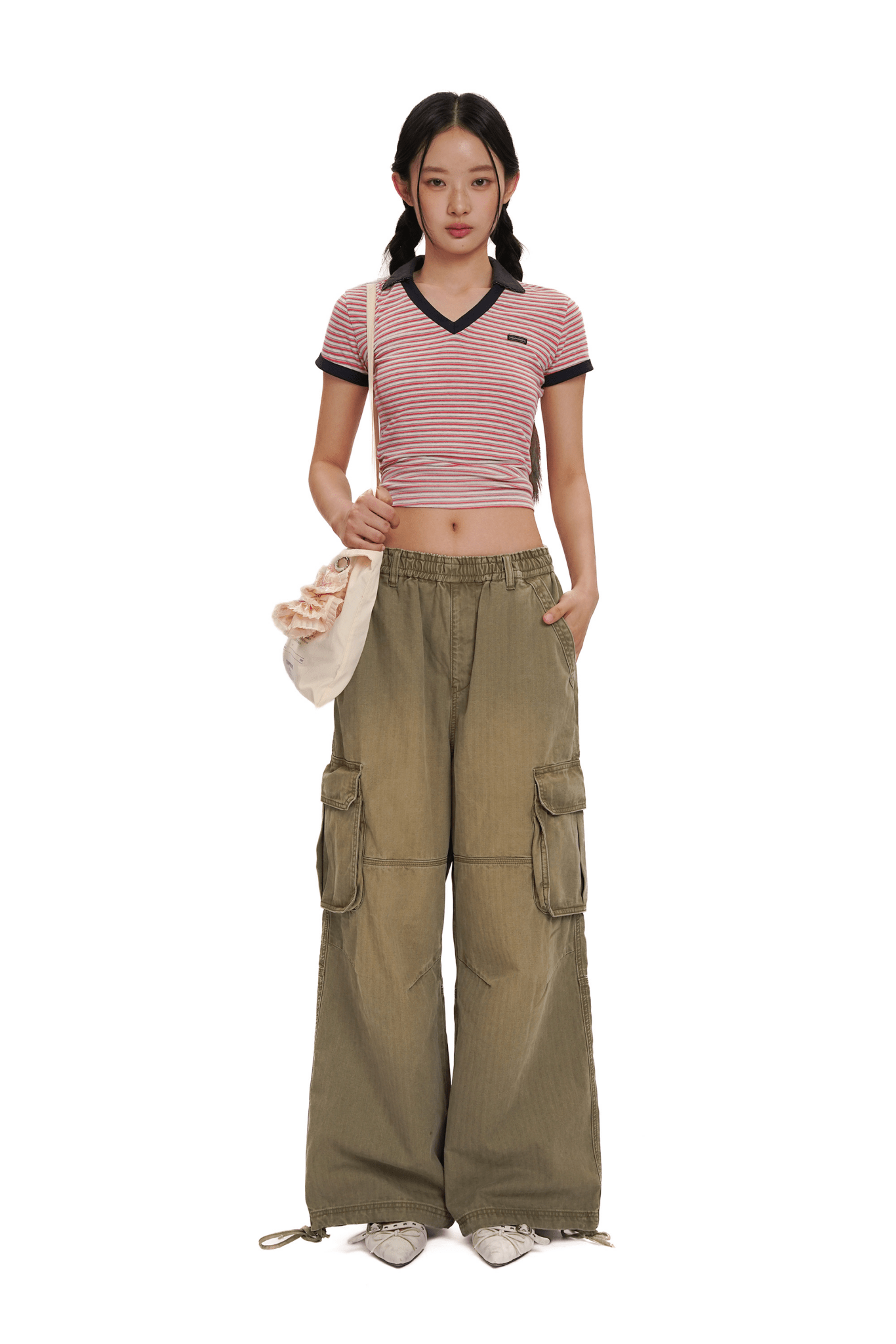 Fitted Vintage Stripe V - Neck Polo Tee - COPPING THREADS - MOROMORO