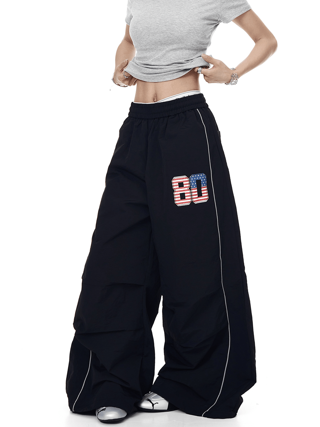 Flag "80" Patch Quick - Dry Wide - Leg Parachute Pants - COPPING THREADS - CT Select