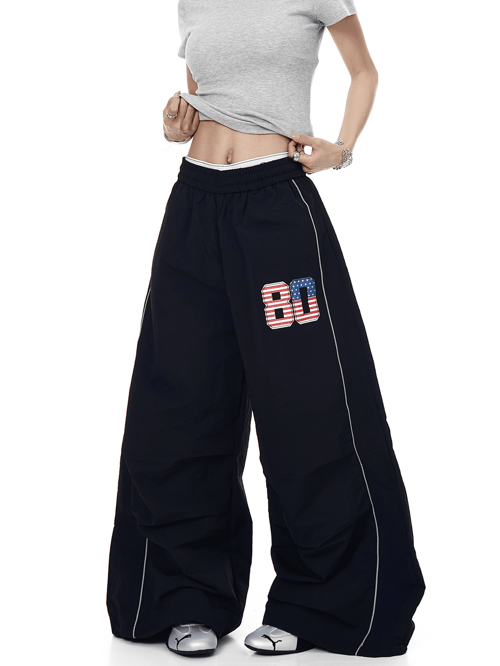 Flag "80" Patch Quick - Dry Wide - Leg Parachute Pants - COPPING THREADS - CT Select