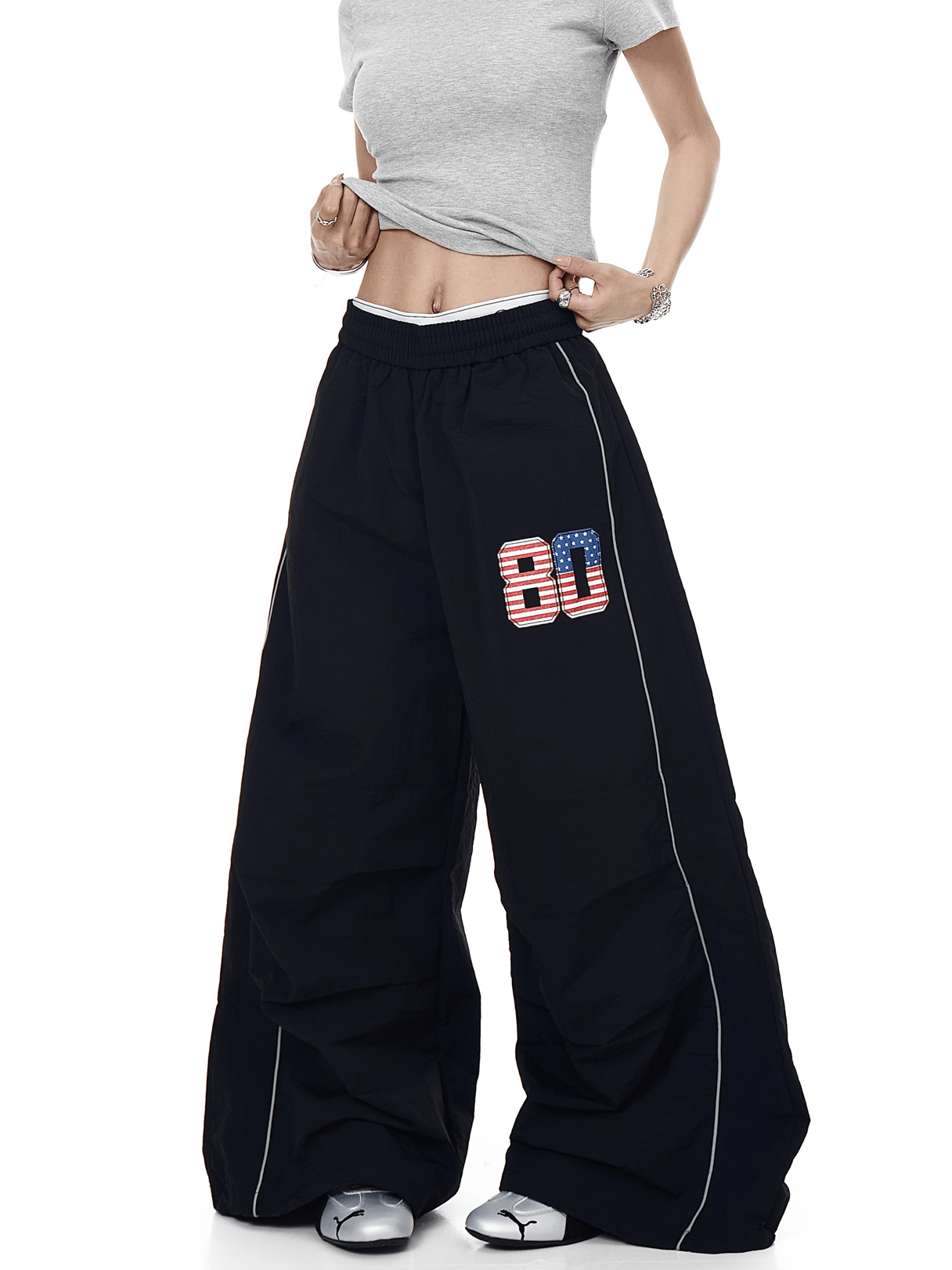 Flag "80" Patch Quick - Dry Wide - Leg Parachute Pants - COPPING THREADS - CT Select