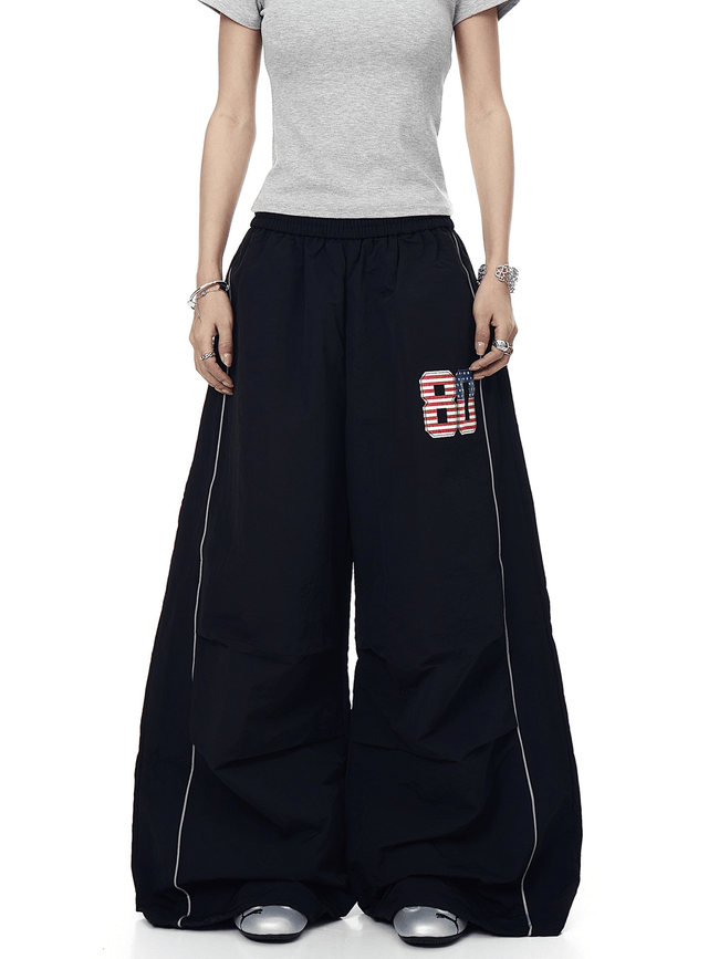 Flag "80" Patch Quick - Dry Wide - Leg Parachute Pants - COPPING THREADS - CT Select Hover Image