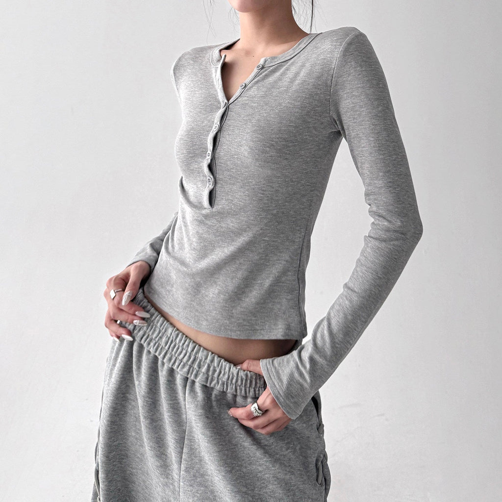 Fleece-Lined Fitted Henley Top - CT5141 - COPPING THREADS - CT ORIGINALS