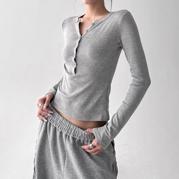 Fleece-Lined Fitted Henley Top - CT5141 - COPPING THREADS - CT ORIGINALS