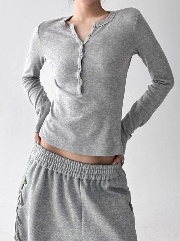 Fleece-Lined Fitted Henley Top - CT5141 - COPPING THREADS - CT ORIGINALS