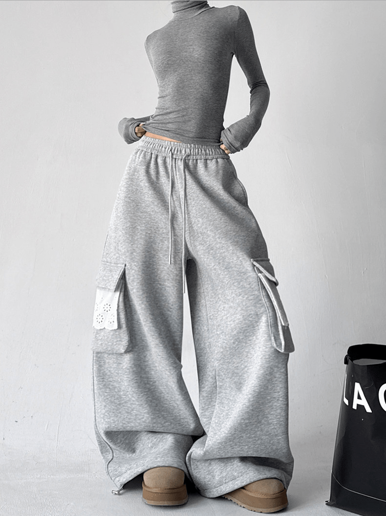 Fleece - Lined Lace Cargo Sweatpants - COPPING THREADS - CT Select