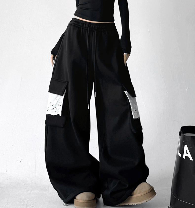 Fleece - Lined Lace Cargo Sweatpants - COPPING THREADS - CT Select