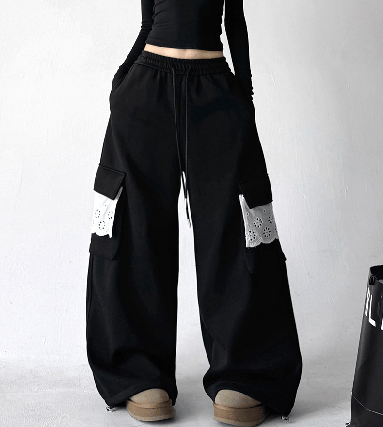 Fleece - Lined Lace Cargo Sweatpants - COPPING THREADS - CT Select