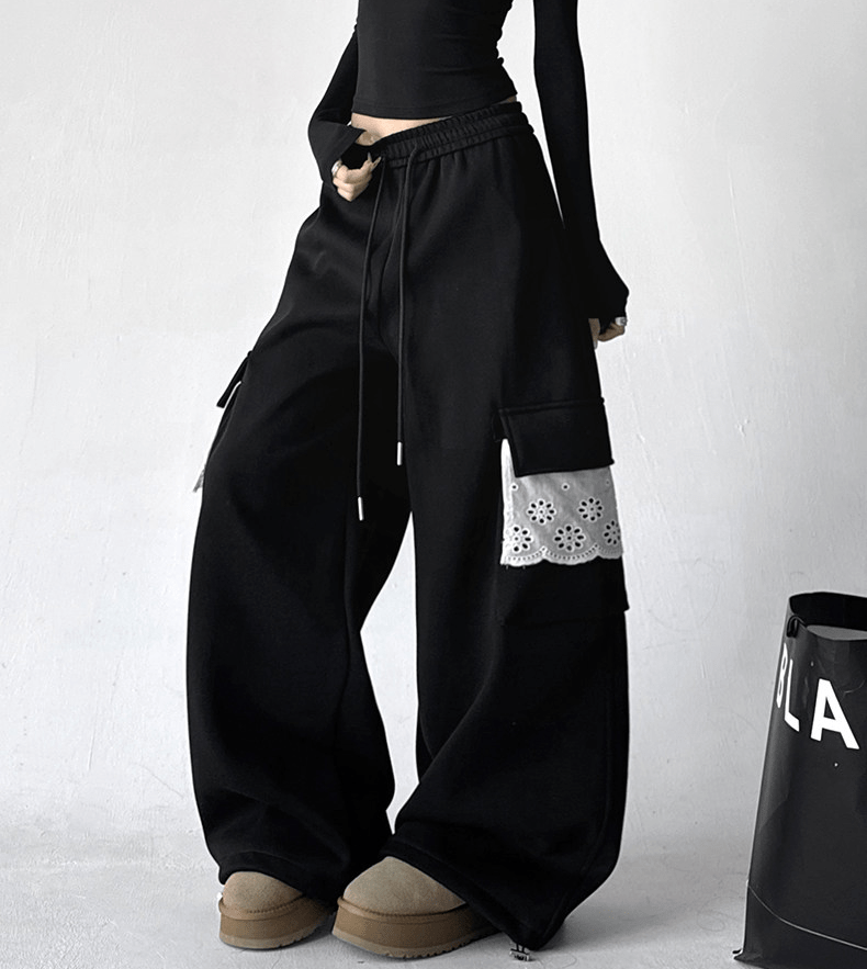 Fleece - Lined Lace Cargo Sweatpants - COPPING THREADS - CT Select