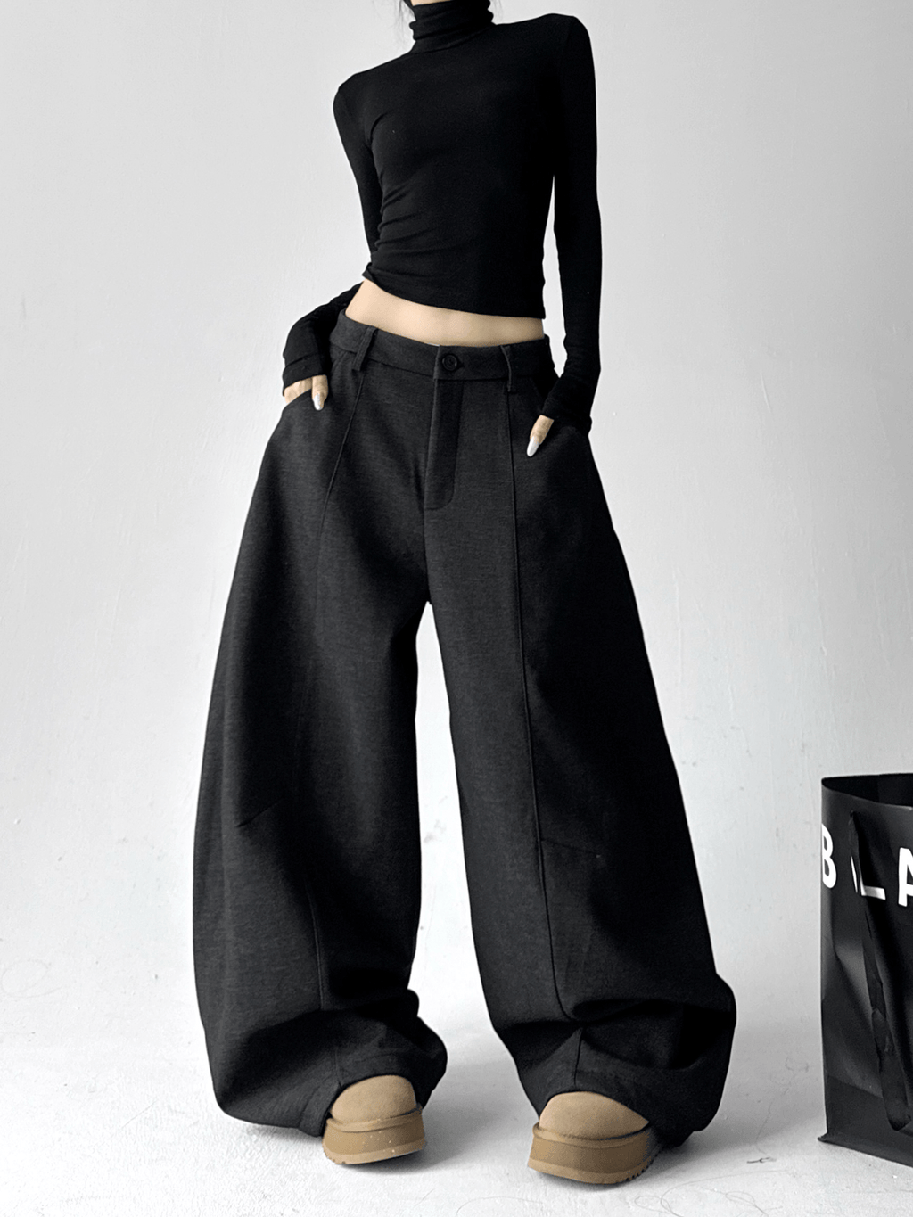 Fleece‑Lined High‑Waist Balloon Wide‑Leg Sweatpants - COPPING THREADS - CT Select