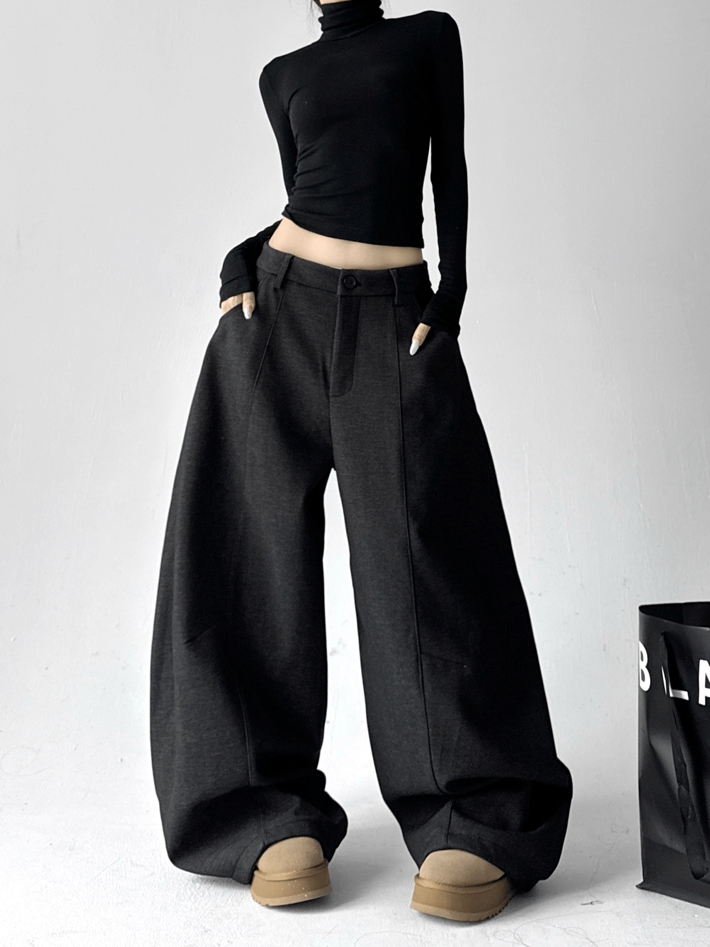 Fleece‑Lined High‑Waist Balloon Wide‑Leg Sweatpants - COPPING THREADS - CT Select