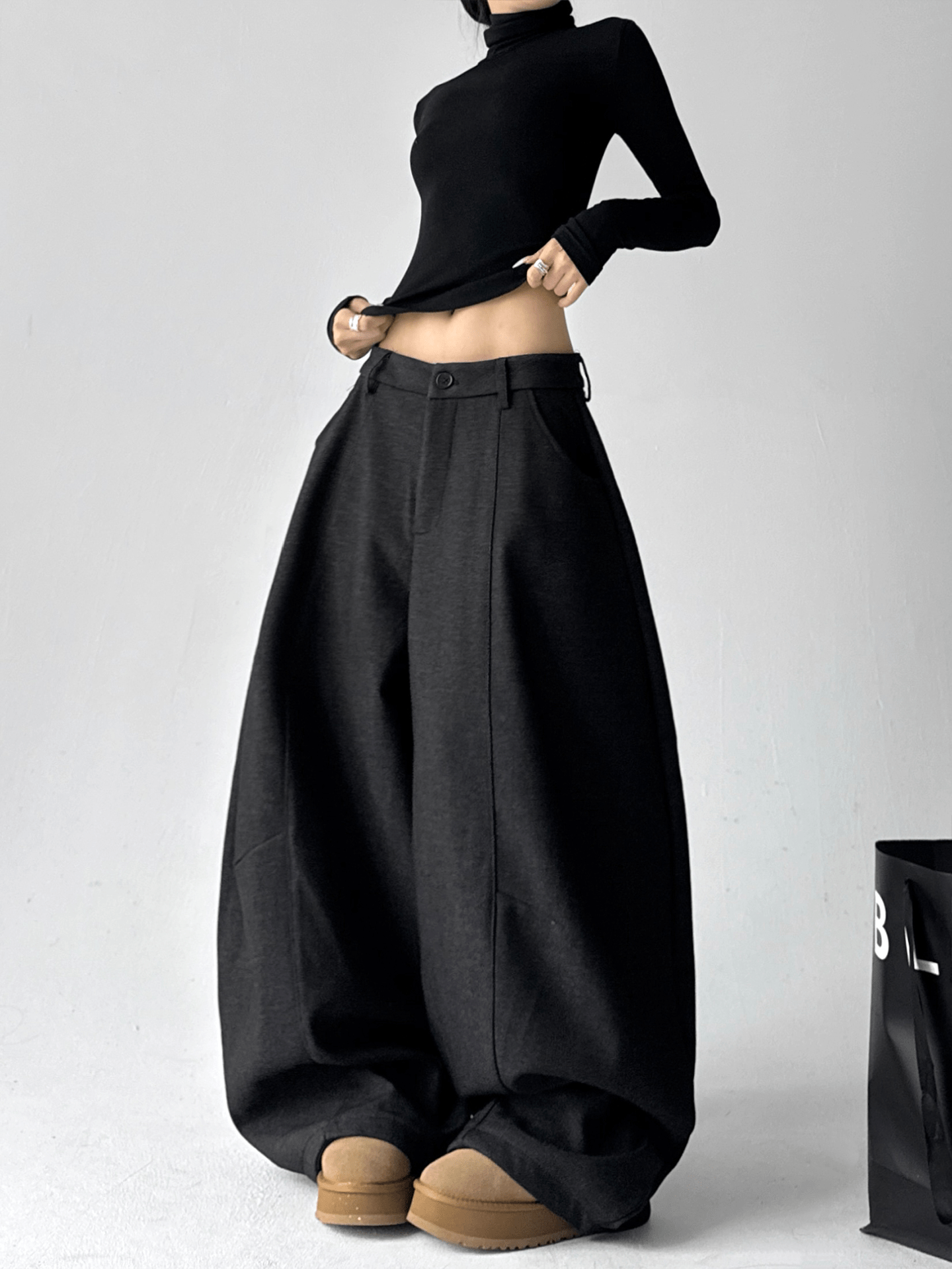 Fleece‑Lined High‑Waist Balloon Wide‑Leg Sweatpants - COPPING THREADS - CT Select