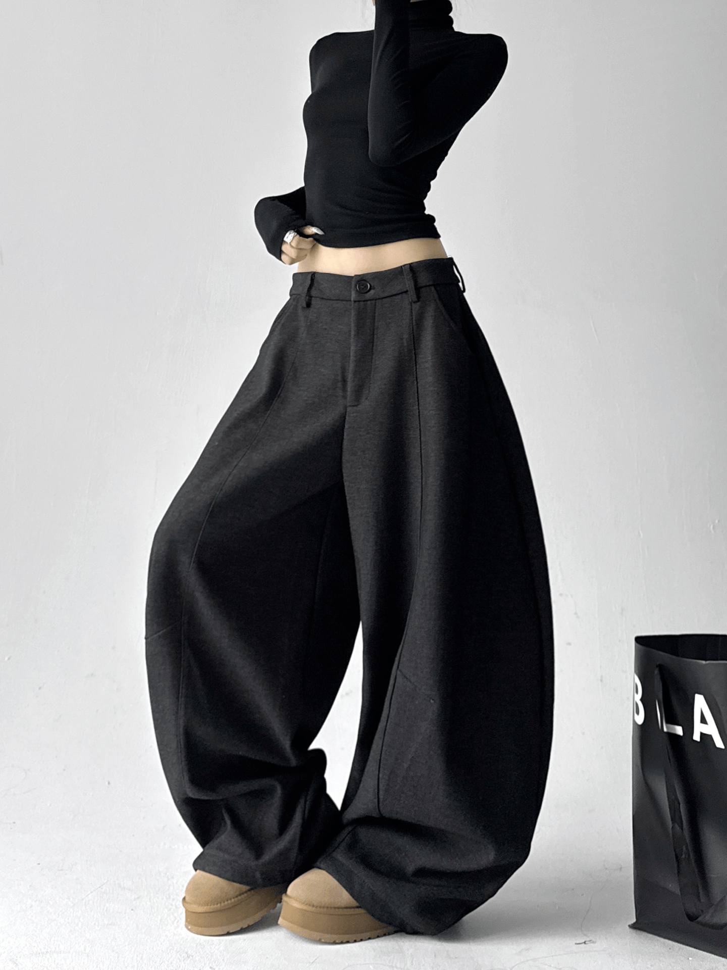 Fleece‑Lined High‑Waist Balloon Wide‑Leg Sweatpants - COPPING THREADS - CT Select
