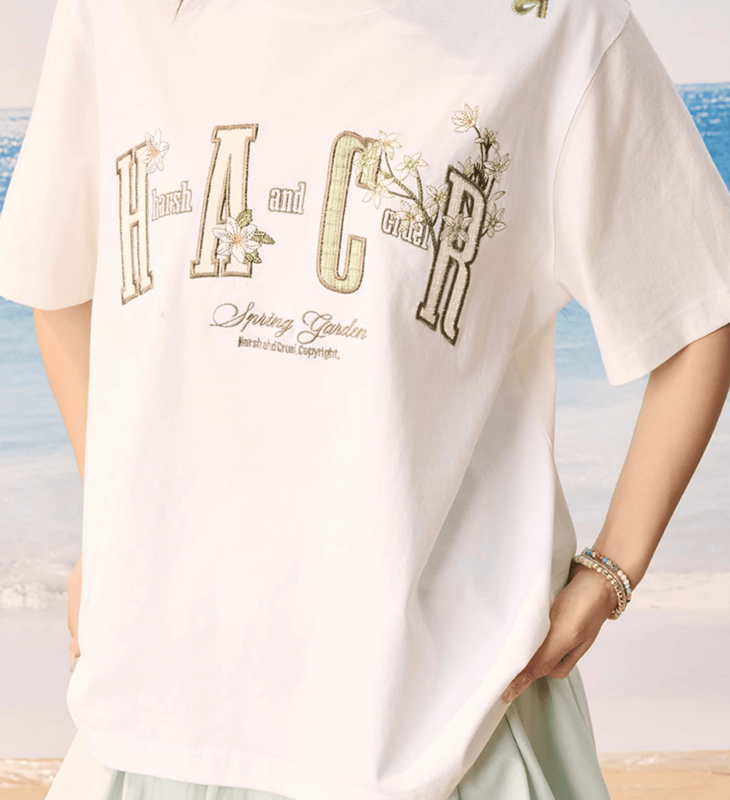 Floral Appliqué Logo Tee - COPPING THREADS - Harsh and Cruel