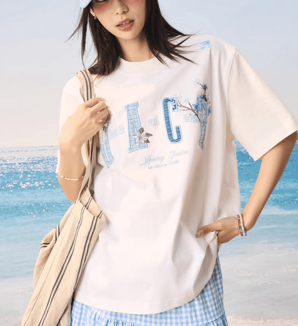 Floral Appliqué Logo Tee - COPPING THREADS - Harsh and Cruel