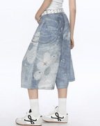 Floral Chain Print Denim Shorts - COPPING THREADS - CT Select