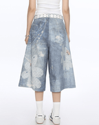 Floral Chain Print Denim Shorts - COPPING THREADS - CT Select