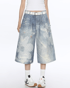 Floral Chain Print Denim Shorts - COPPING THREADS - CT Select