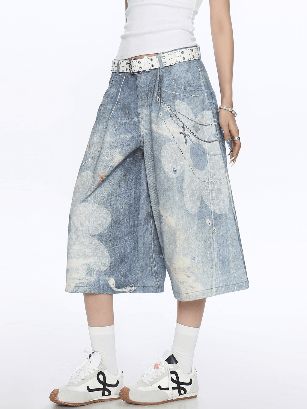 Floral Chain Print Denim Shorts - COPPING THREADS - CT Select