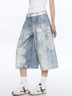 Floral Chain Print Denim Shorts - COPPING THREADS - CT Select