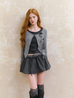 Floral Embellishment Layered Knit Cardigan - COPPING THREADS - SALTHE