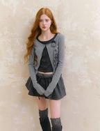 Floral Embellishment Layered Knit Cardigan - COPPING THREADS - SALTHE