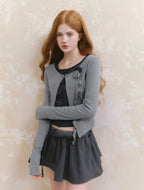 Floral Embellishment Layered Knit Cardigan - COPPING THREADS - SALTHE