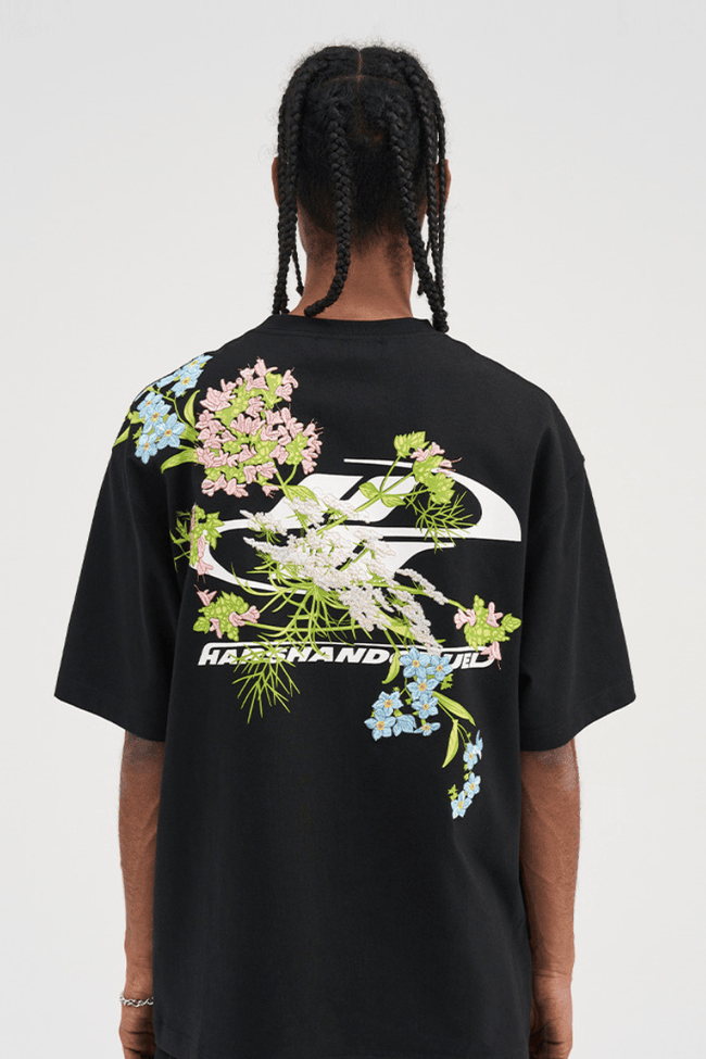 Floral Embroidered Logo Tee - COPPING THREADS - Harsh and Cruel Hover Image