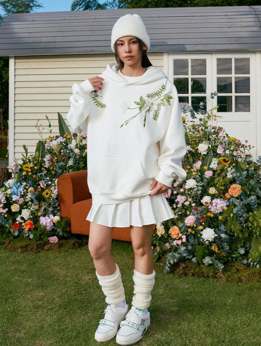 Floral Embroidered Oversized Hoodie - COPPING THREADS - Harsh and Cruel