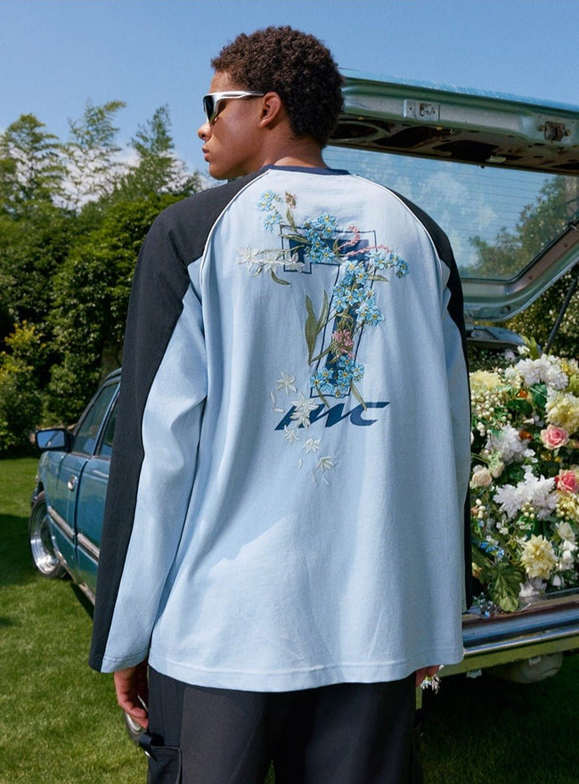 Floral Embroidery Jersey Long Sleeve Tee - COPPING THREADS - Harsh and Cruel Hover Image