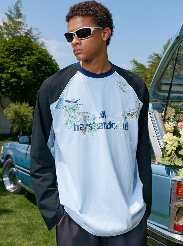 Floral Embroidery Jersey Long Sleeve Tee - COPPING THREADS - Harsh and Cruel
