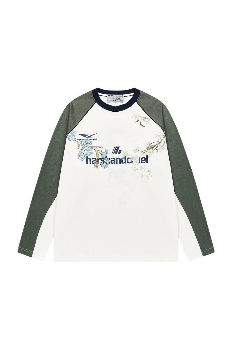 Floral Embroidery Jersey Long Sleeve Tee - COPPING THREADS - Harsh and Cruel