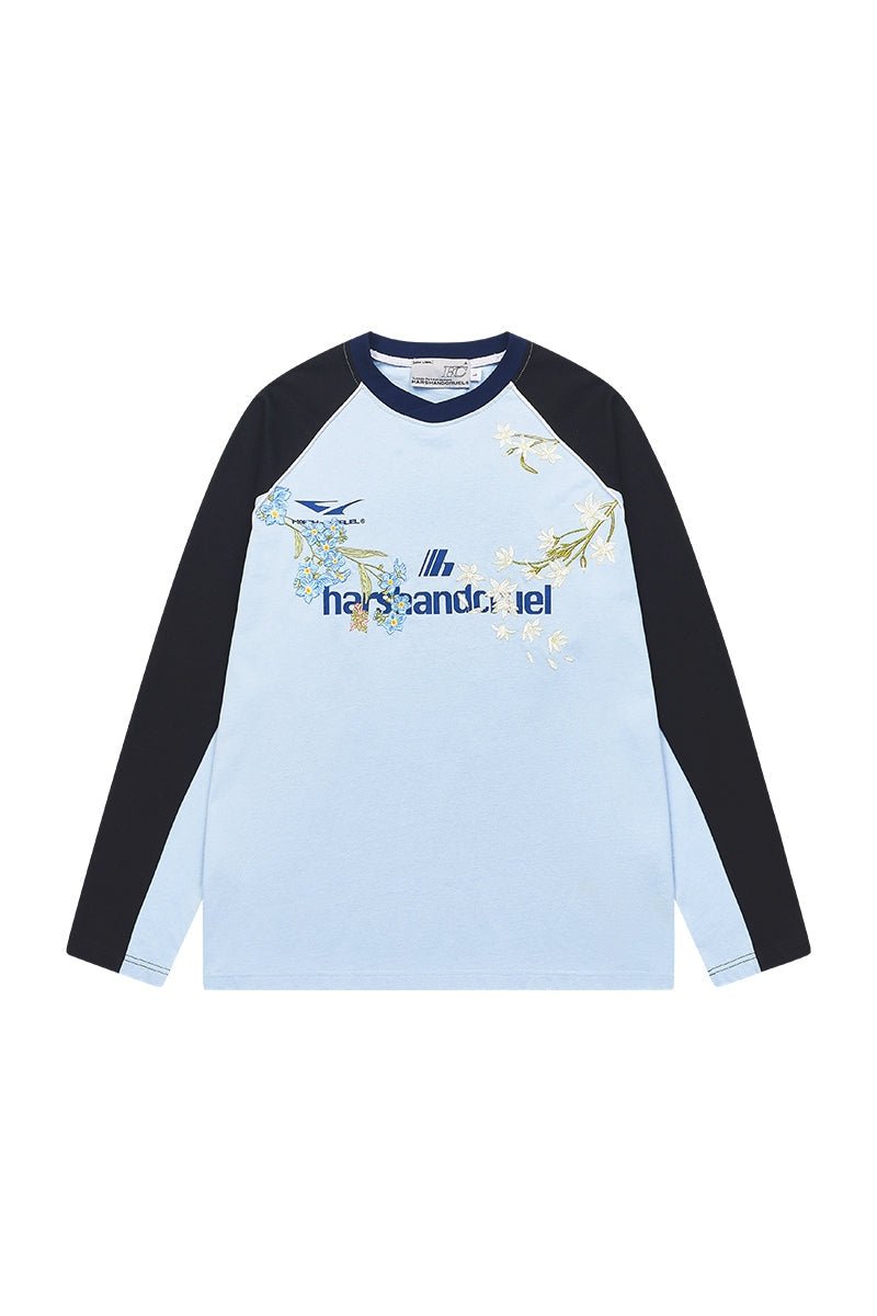Floral Embroidery Jersey Long Sleeve Tee - COPPING THREADS - Harsh and Cruel